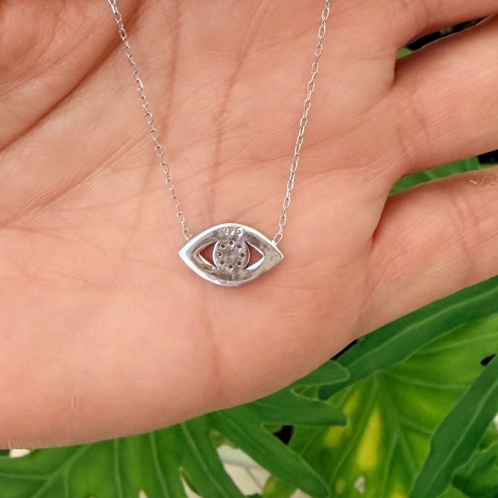 Dainty Sterling silver Evil Eye Necklace 18” 1pc - Picture 4 of 7